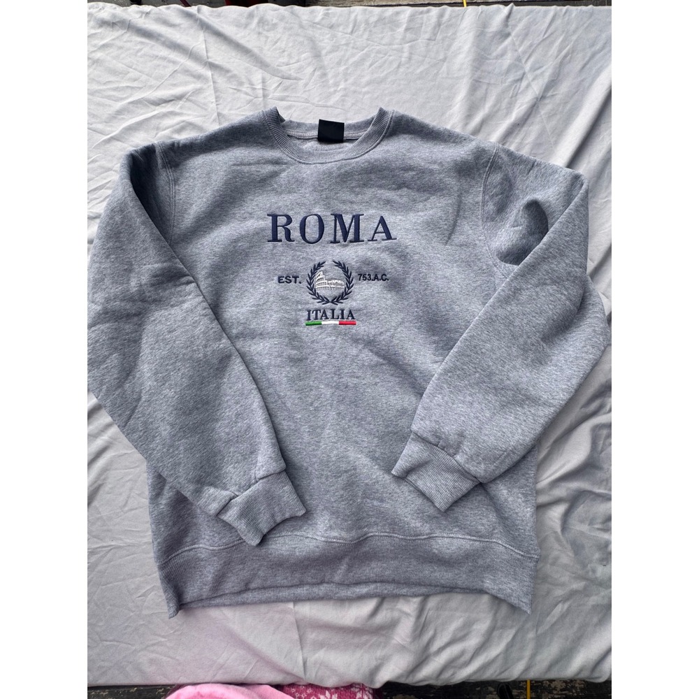Chip Roma Italia Graphic Sweatshirt Heather Gray XXL Embroidered Pullover